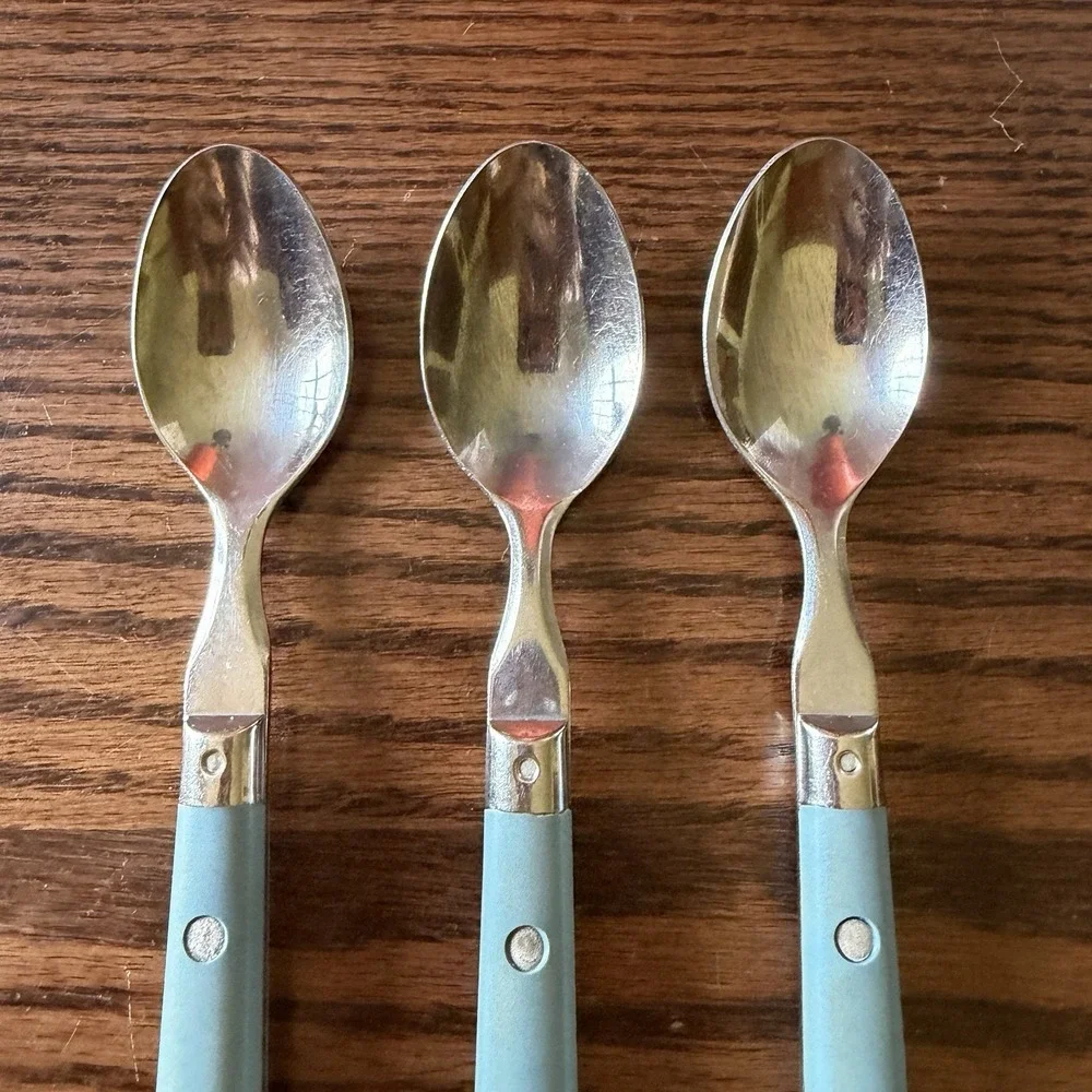 WF Washington Forge Mardi Gras Blue Stainless Steel Teaspoons Set Of 3
